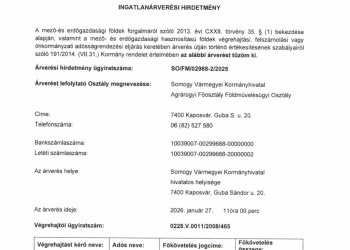 Ingatlanárverési Hirdetmény